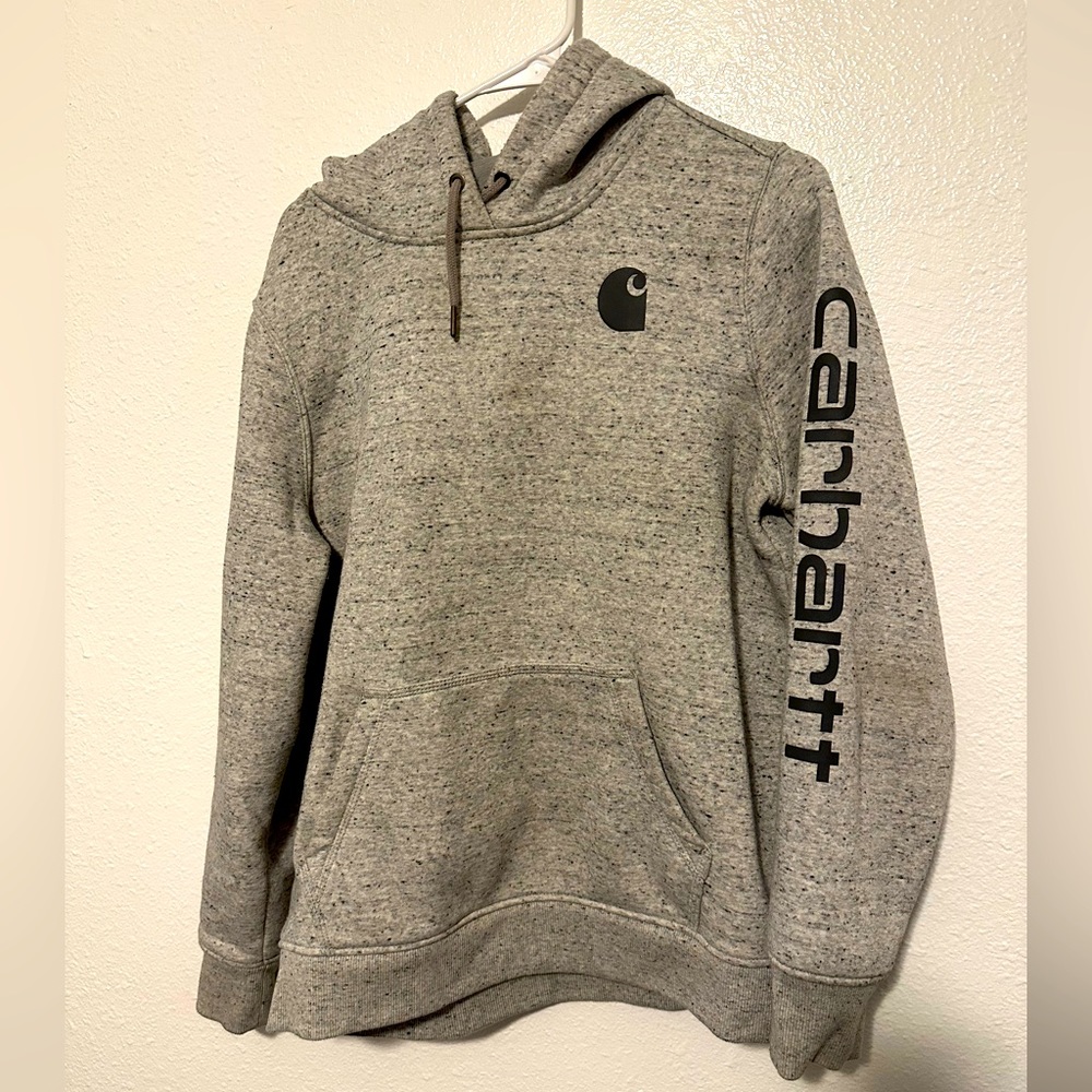 Carhartt Hoodie men thick gray pullover, pockets